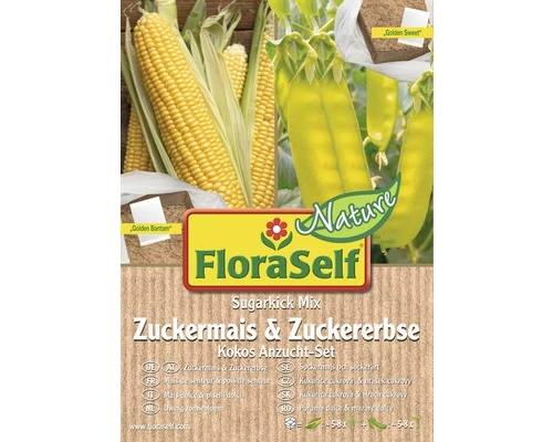 Kokos Anzucht-Set Zuckermais & Zuckererbse FloraSelf Nature 3 Kokos Anzucht-Set Zuckermais & Zuckererbse FloraSelf Nature